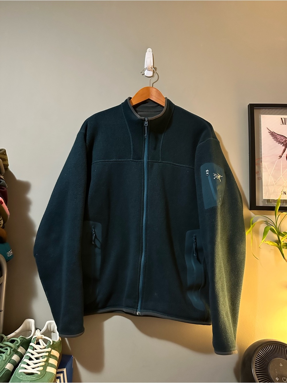 Vintage Arc'teryx Men's Teal Full-Zip Fleece Jacket